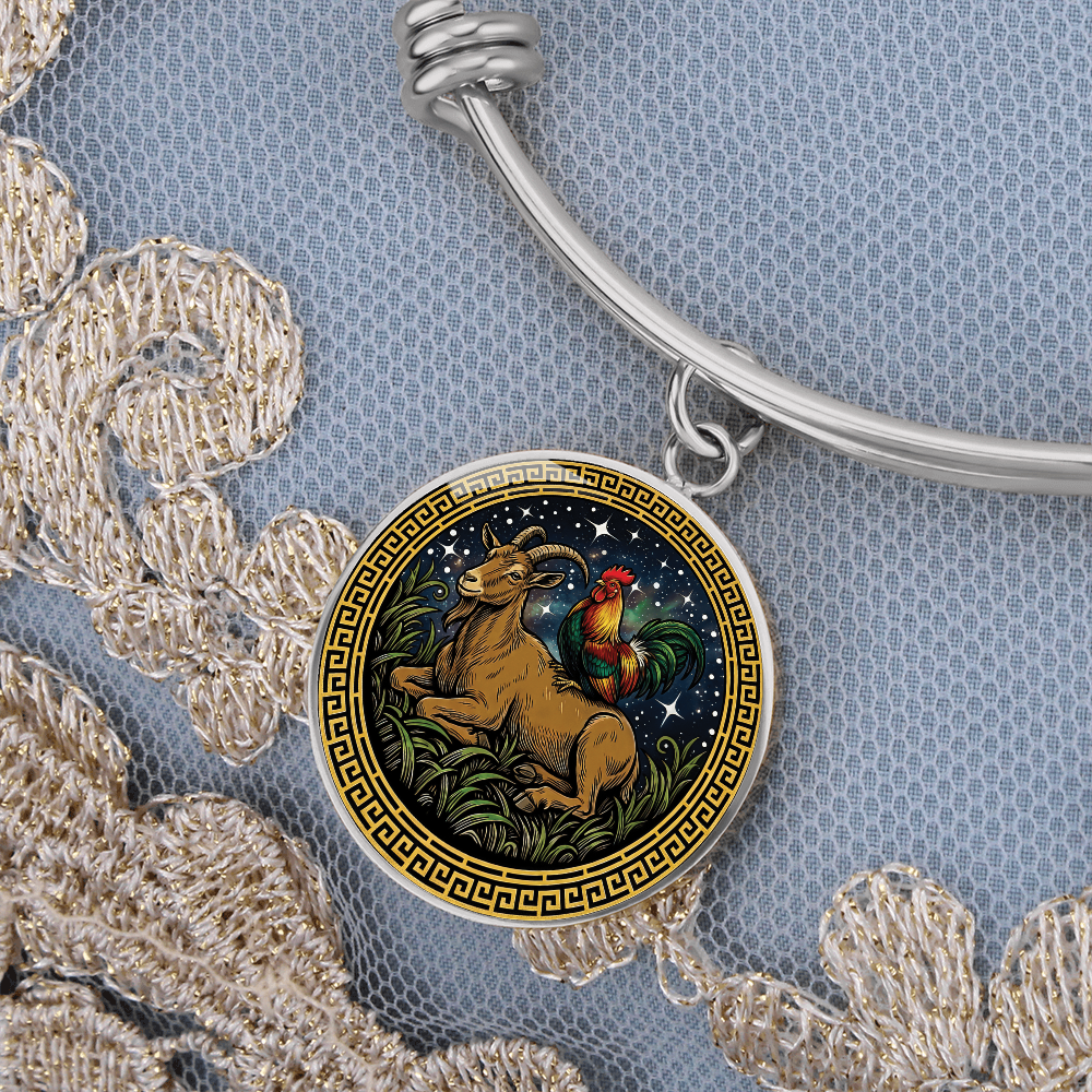 Rooster & Goat Bracelet - Couples Chinese Zodiac Animal Pendant Jewelry