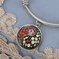 Red and White Morning Glory Yin Yang Bracelet - September Birth Month Flower Pendant Jewelry