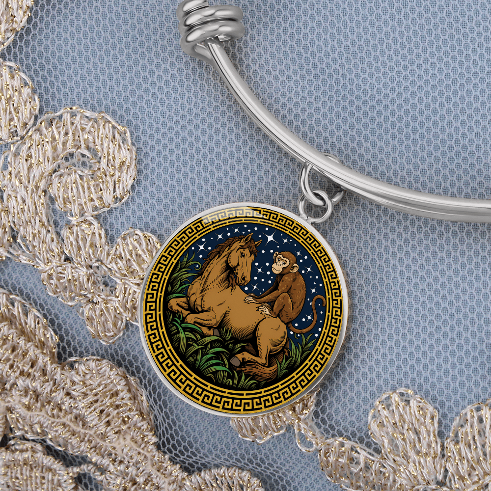 Monkey and Horse Bracelet - Couples Chinese Zodiac Animal Pendant Jewelry
