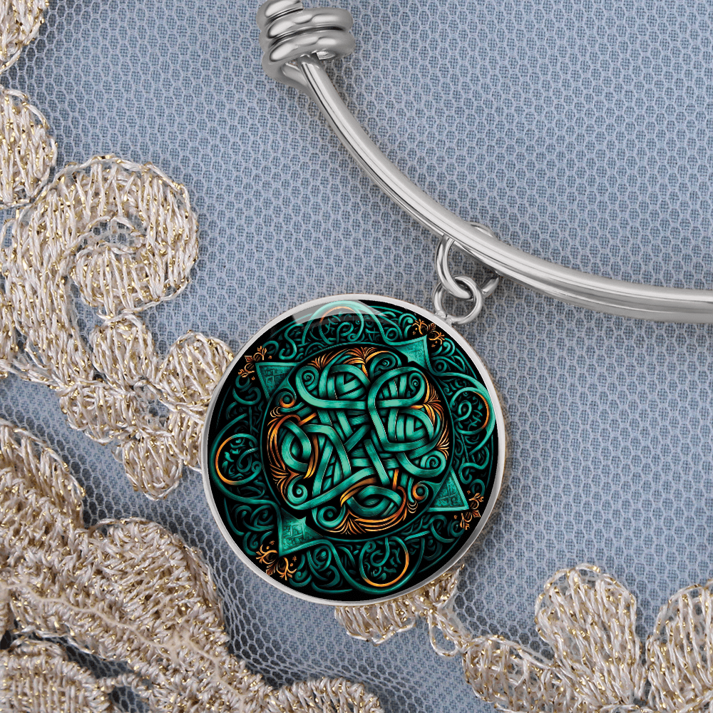 Teal Celtic Knot Bracelet - Romantic Pendant Jewelry