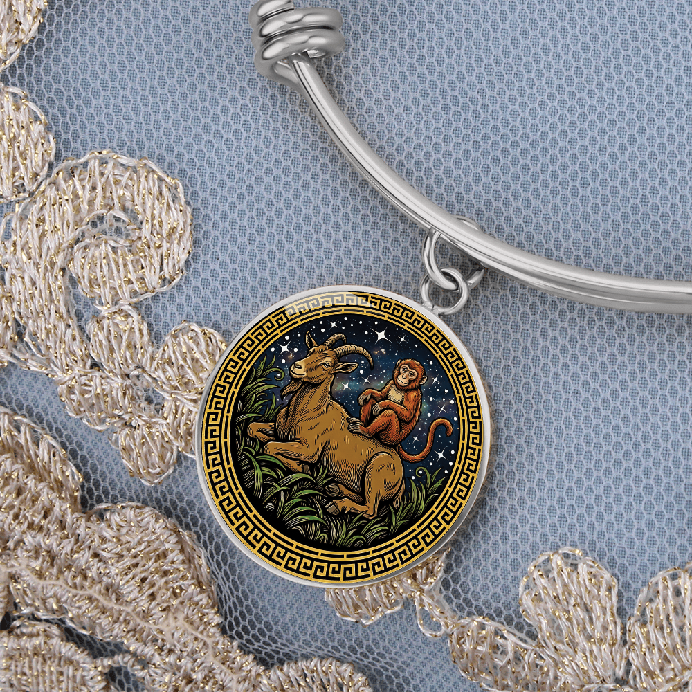 Monkey & Goat Bracelet - Couples Chinese Zodiac Animal Pendant Jewelry