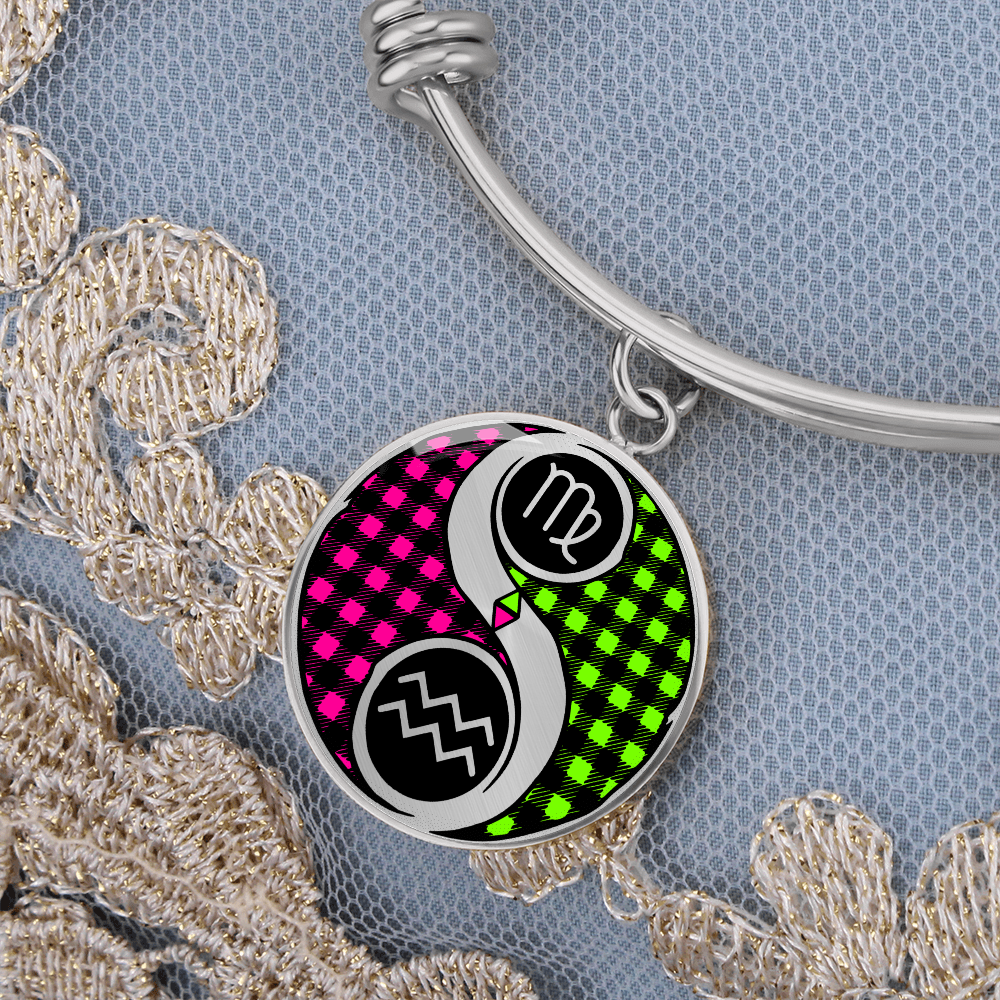 Virgo & Aquarius Bracelet - Couples Zodiac Yin Yang Pendant Jewelry
