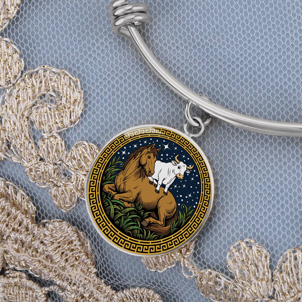 Ox and Horse Bracelet - Couples Chinese Zodiac Animal Pendant Jewelry