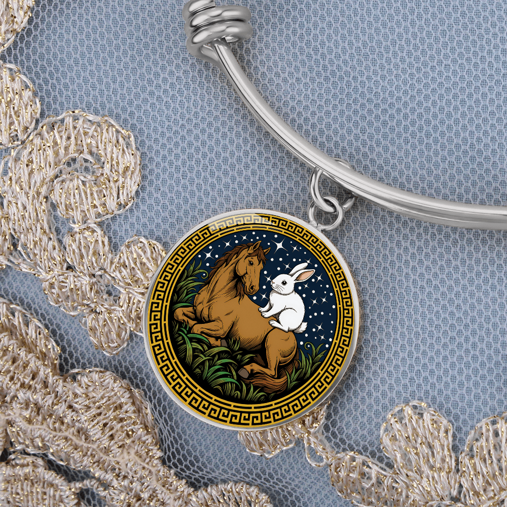 Rabbit and Horse Bracelet - Couples Chinese Zodiac Animal Pendant Jewelry