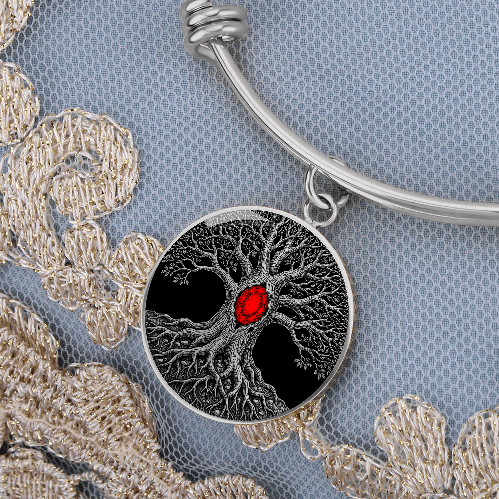 Tree of Life Bracelet - Red Birthstone Design