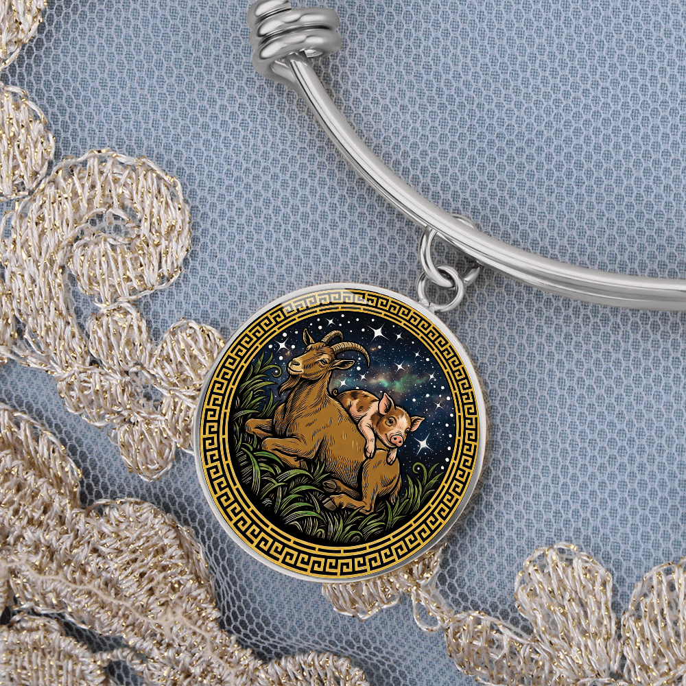 Pig & Goat Bracelet - Couples Chinese Zodiac Animal Pendant Jewelry