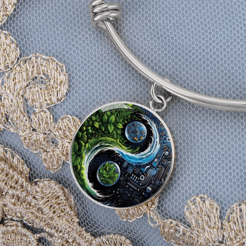 Nature & Circuit Yin Yang Pendant Bracelet