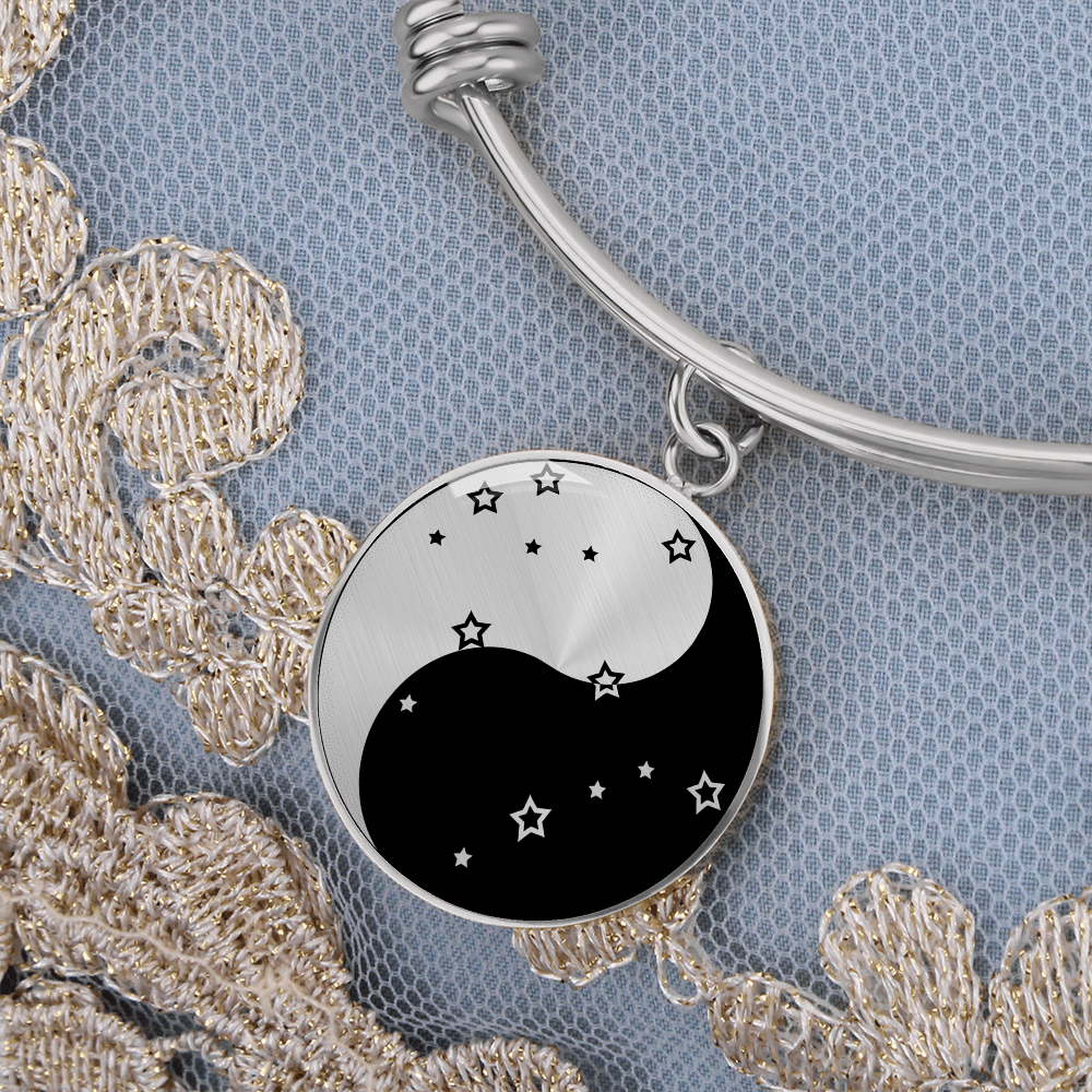 Gemini Yin Yang Pendant Bracelet - Zodiac Constellation Jewelry
