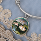 Water Lily Bracelet, July Birth Flower Pendant Jewelry