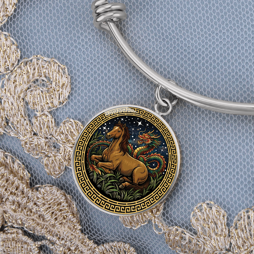 Dragon & Horse Bracelet - Couples Chinese Zodiac Animal Pendant Jewelry