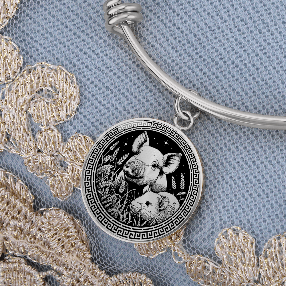 Rat & Pig Bracelet - Couples Chinese Zodiac Pendant Jewelry
