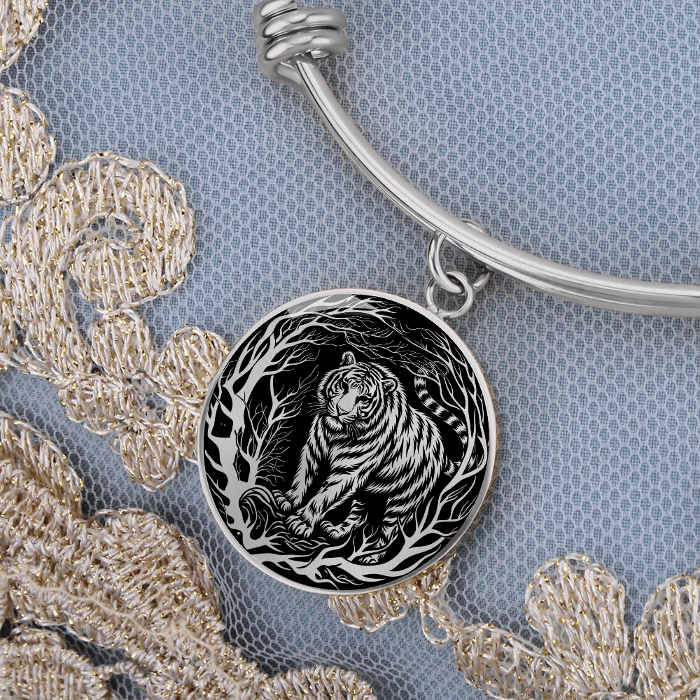 Silver Tiger Bracelet - Forest Charm Pendant Jewelry