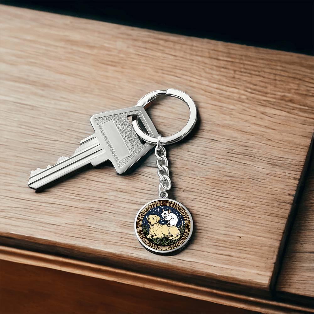 Dog and Rat Keychain - Couples Chinese Zodiac Animal Pendant Jewelry