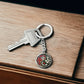 Red and White Morning Glory Yin Yang Keychain - September Birth Month Flower Pendant Jewelry