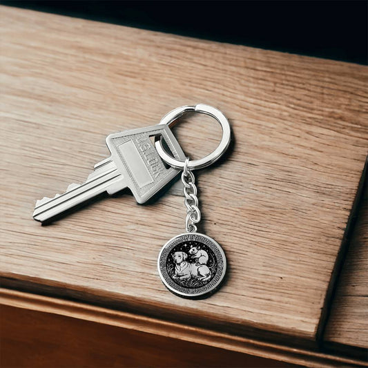 Dog and Rat Keychain - Couples Chinese Zodiac Animal Pendant Jewelry
