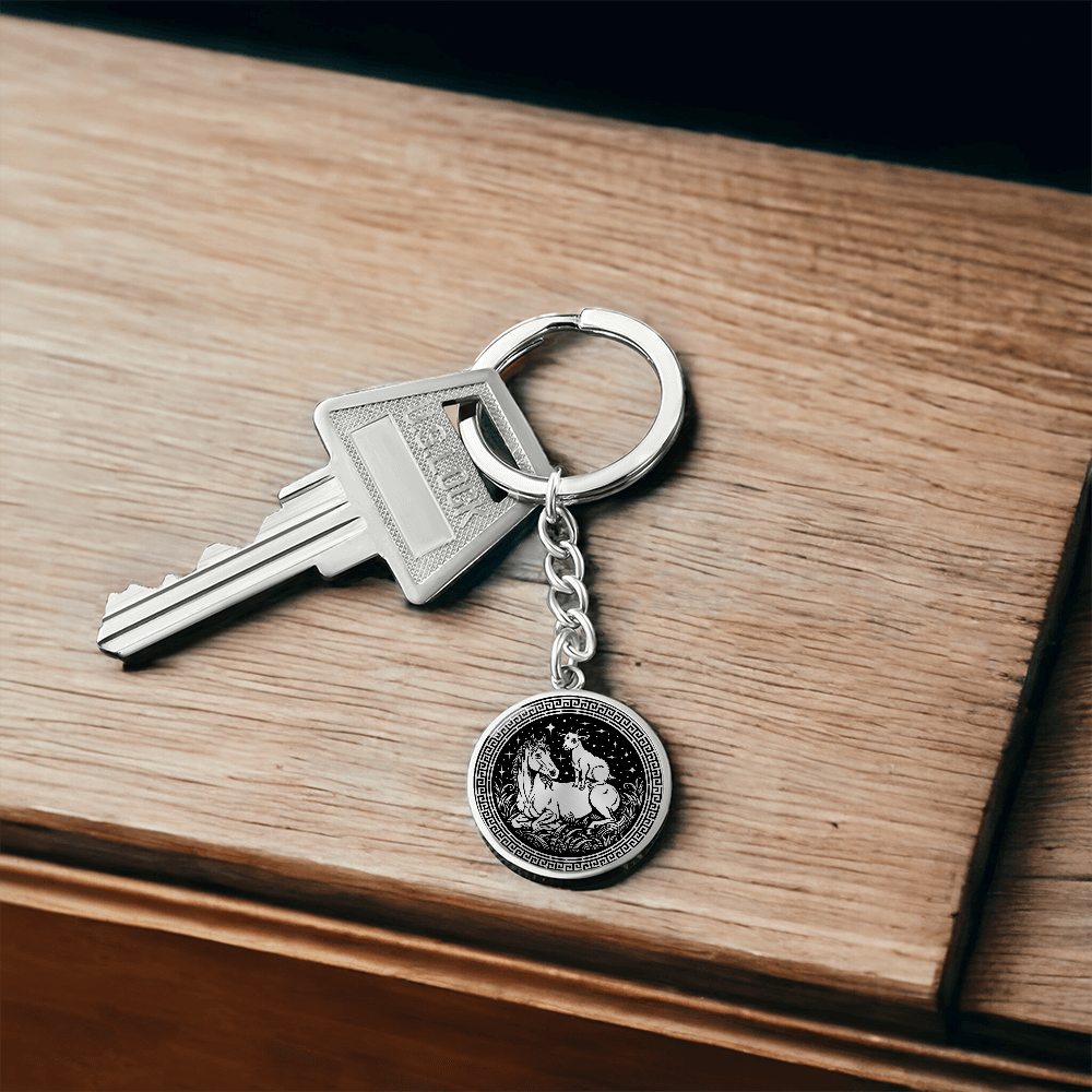 Goat and Horse Keychain - Couples Chinese Zodiac Animal Pendant Jewelry