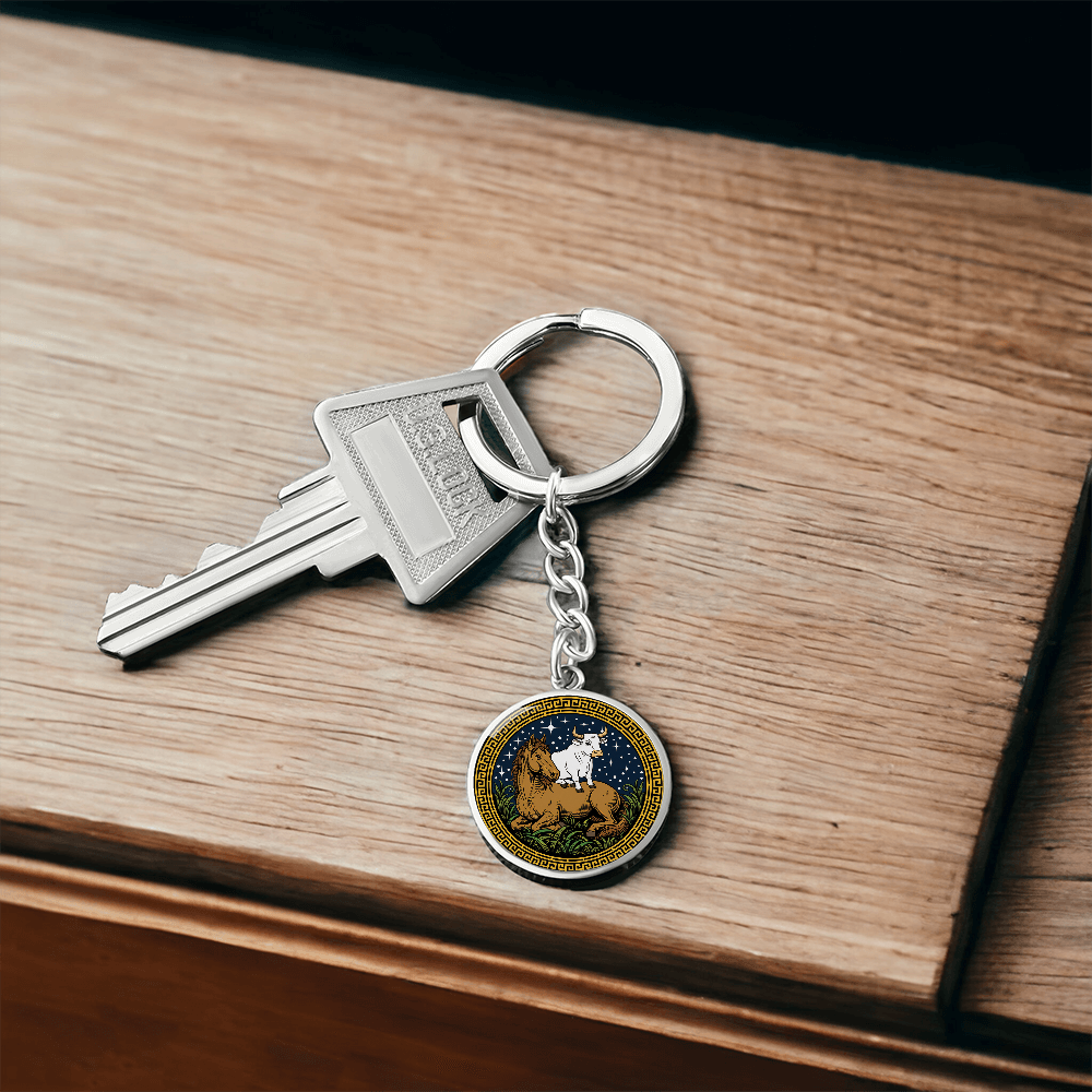Ox and Horse Keychain - Couples Chinese Zodiac Animal Pendant Jewelry