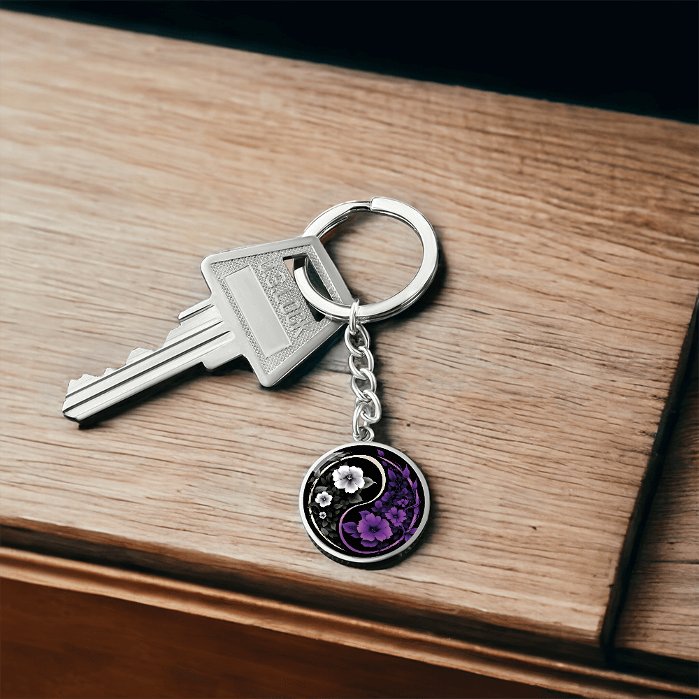 Violet Yin Yang Keychain