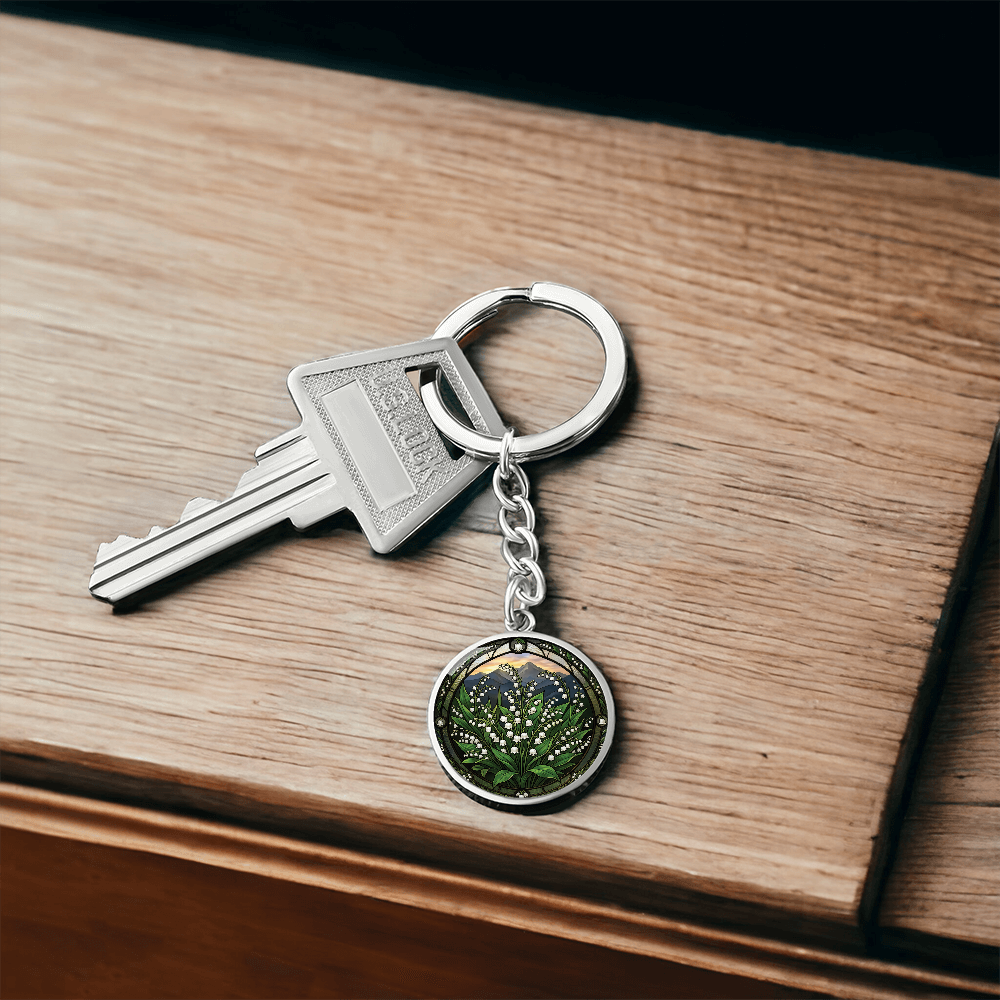 White Lily of the Valley Keychain - May Birth Flower Pendant Jewelry