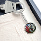 Larkspur Yin Yang Keychain - July Birth Month Flower Pendant Jewelry