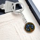 Celtic Tree of Life Pendant Keychain - Aster September Birth Flower Jewelry