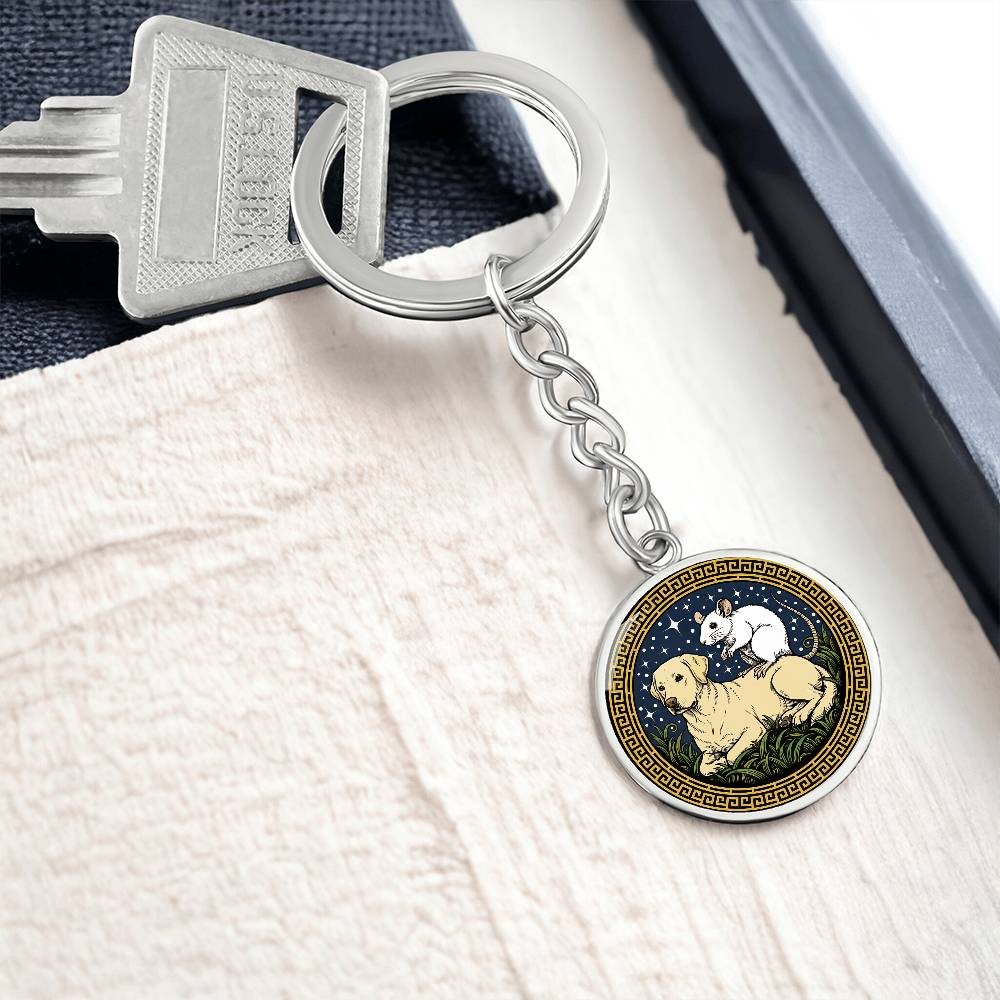 Dog and Rat Keychain - Couples Chinese Zodiac Animal Pendant Jewelry