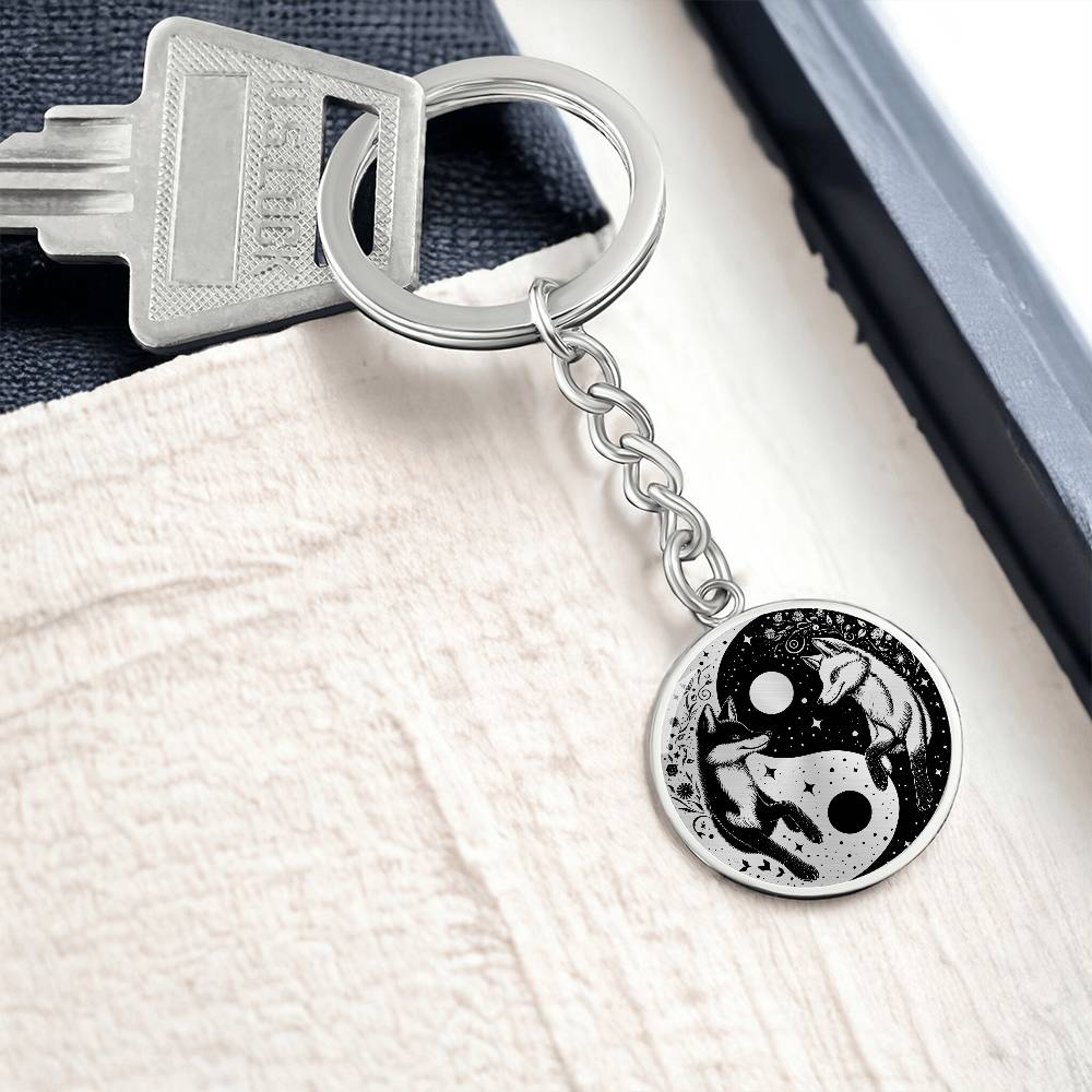 Yin Yang Fox Keychain