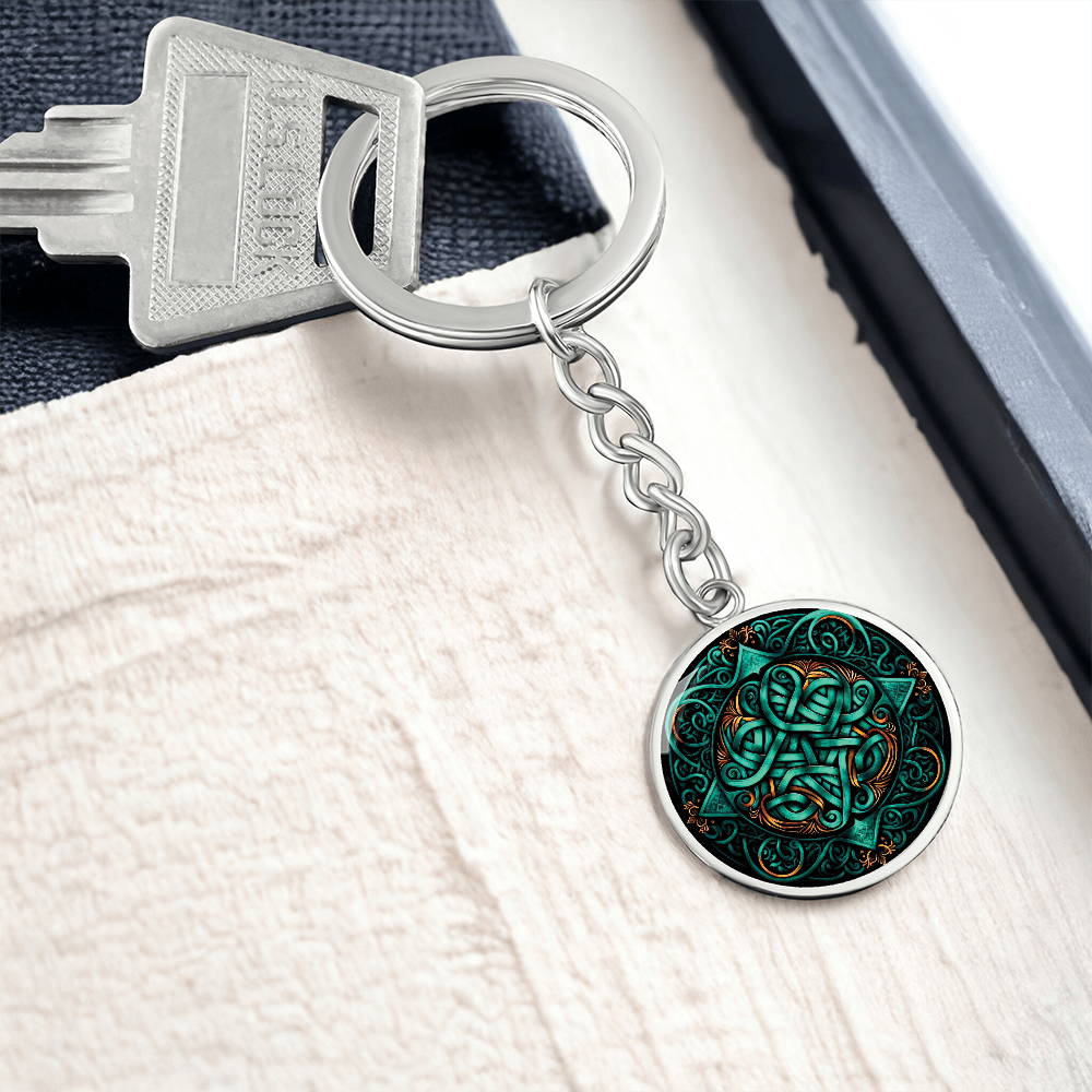 Teal Celtic Knot Keychain - Romantic Pendant Jewelry