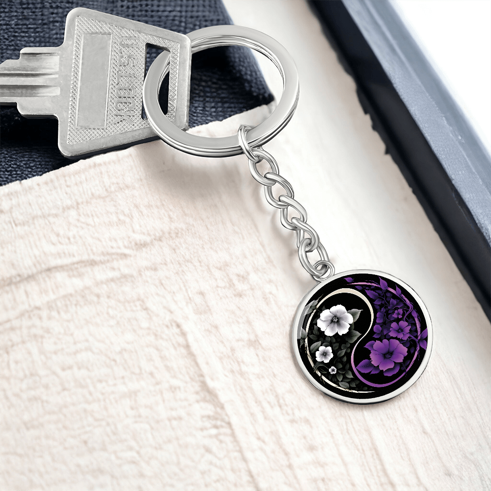 Violet Yin Yang Keychain