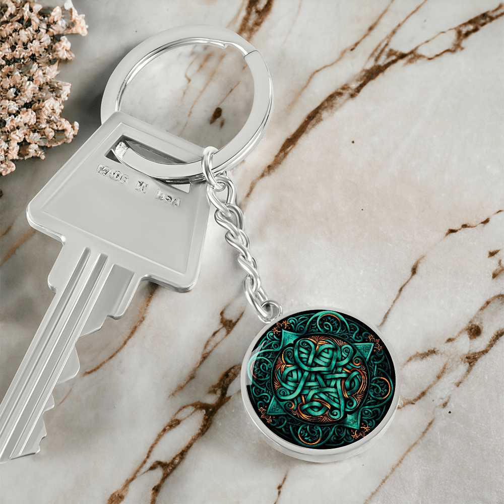 Teal Celtic Knot Keychain - Romantic Pendant Jewelry