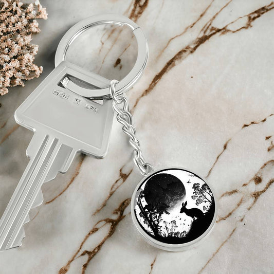 Moon and Rabbit Keychain