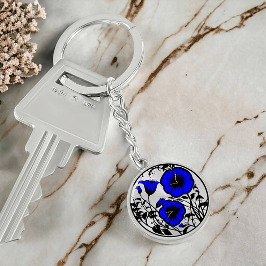 Blue Morning Glory Keychain