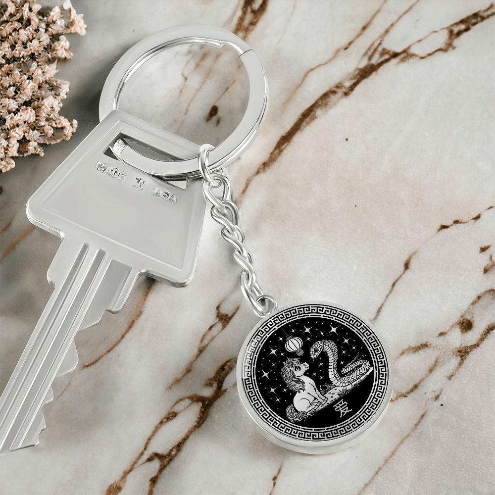 Snake & Horse Keychain - Couples Chinese Zodiac Animal Jewelry