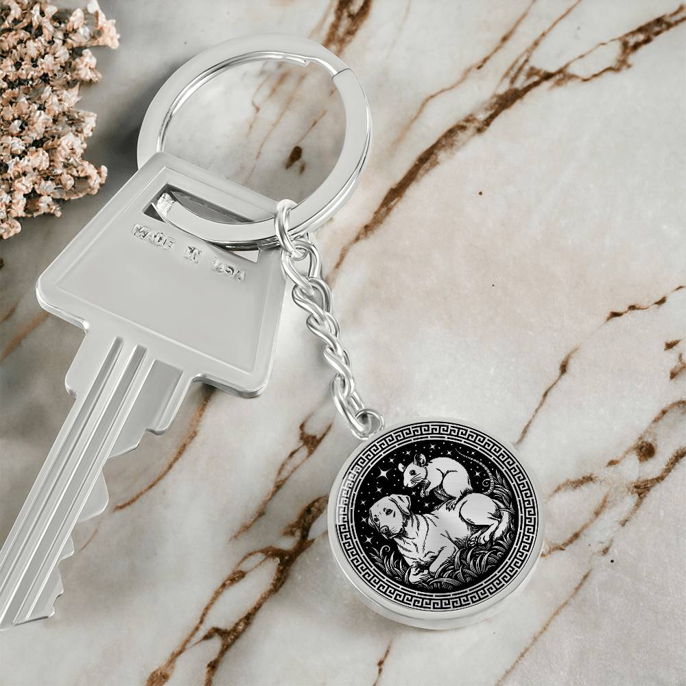 Dog and Rat Keychain - Couples Chinese Zodiac Animal Pendant Jewelry