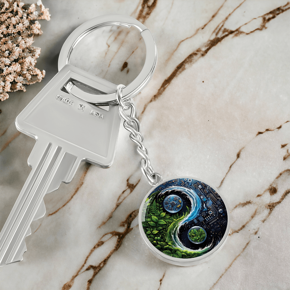 Nature & Circuit Yin Yang Pendant Keychain