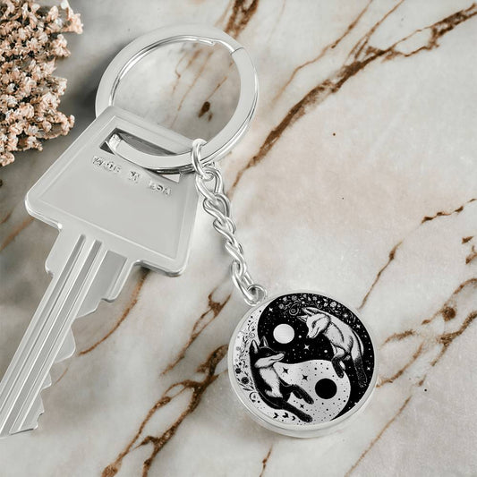 Yin Yang Fox Keychain