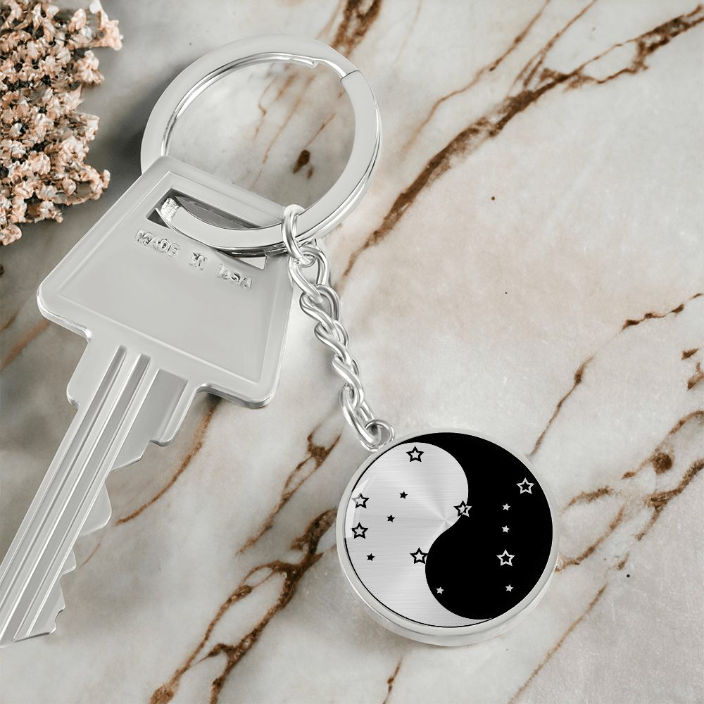 Gemini Yin Yang Pendant Keychain - Zodiac Constellation Jewelry