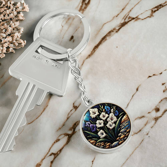 Gladiolus August Flower Keychain