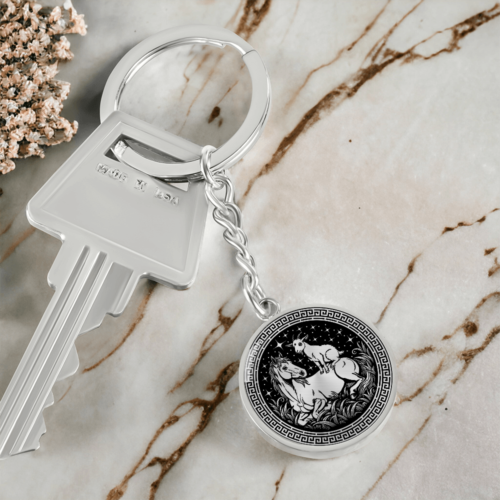 Goat and Horse Keychain - Couples Chinese Zodiac Animal Pendant Jewelry