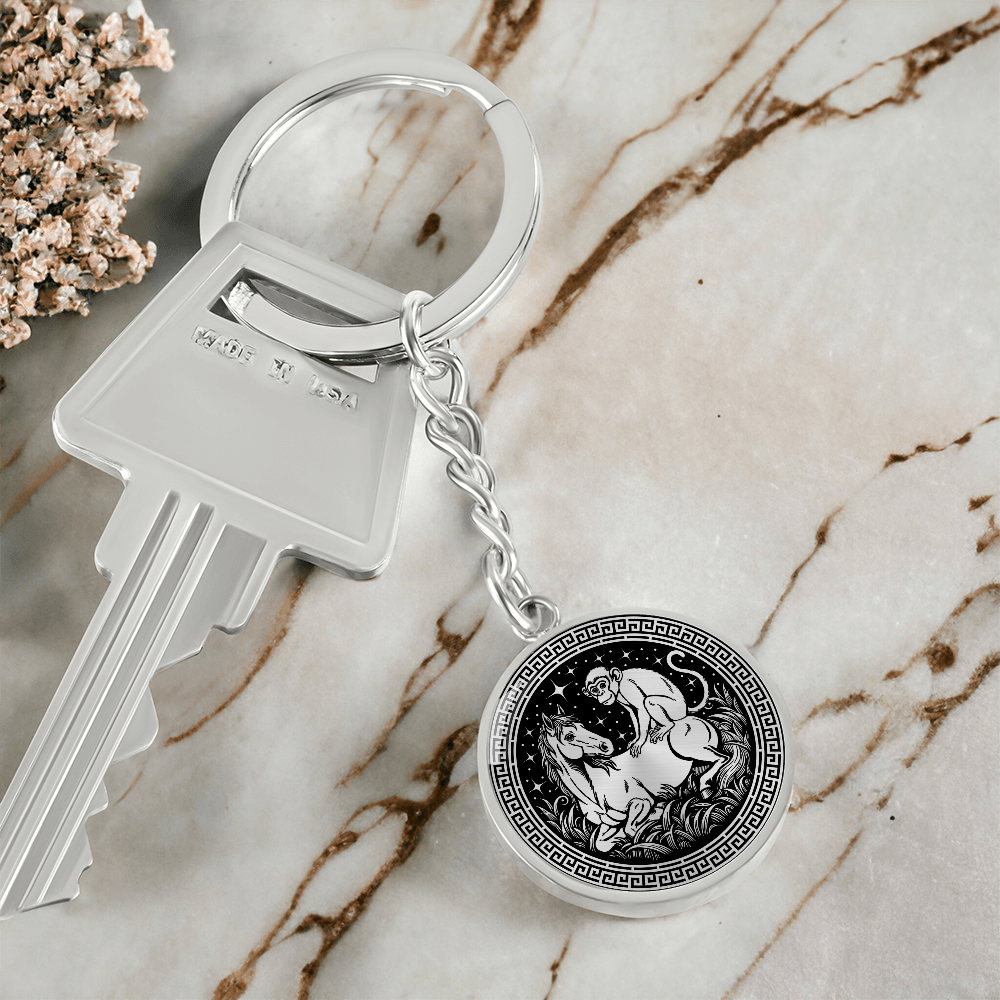 Monkey and Horse Keychain - Couples Chinese Zodiac Animal Pendant Jewelry
