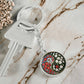 Red and White Morning Glory Yin Yang Keychain - September Birth Month Flower Pendant Jewelry