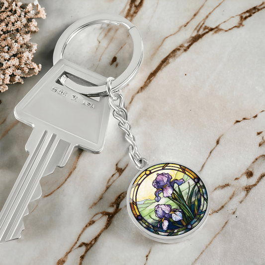 Iris Keychain - February Birth Flower Pendant Jewelry