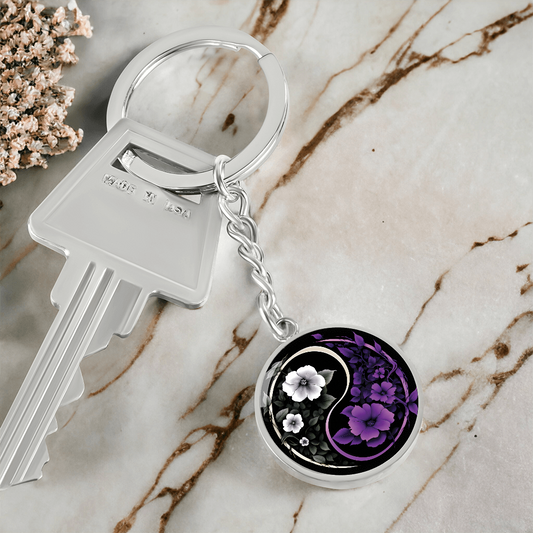 Violet Yin Yang Keychain