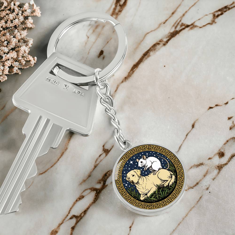 Dog and Rat Keychain - Couples Chinese Zodiac Animal Pendant Jewelry