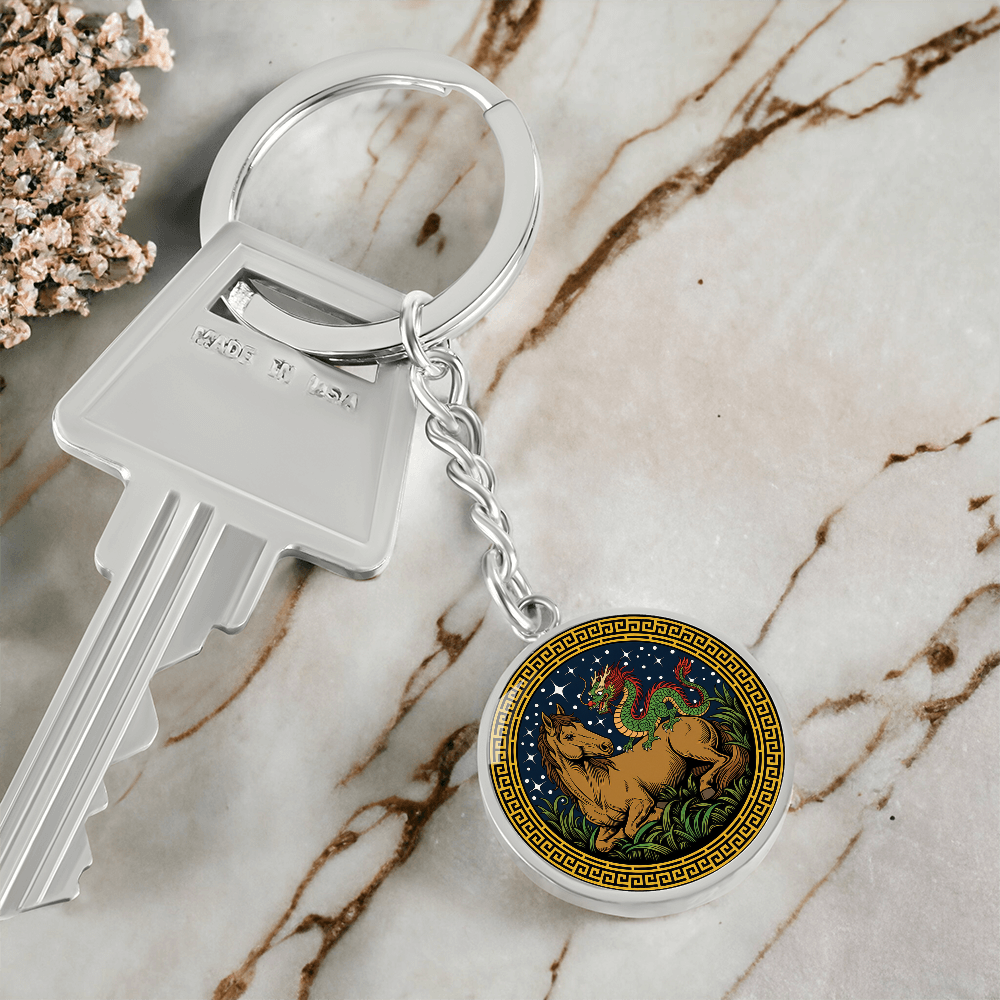 Dragon and Horse Keychain - Couples Chinese Zodiac Animal Pendant Jewelry