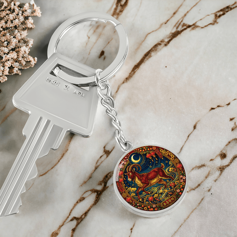 Year of The Goat Keychain - Chinese Zodiac Animal Charm Pendant Jewelry