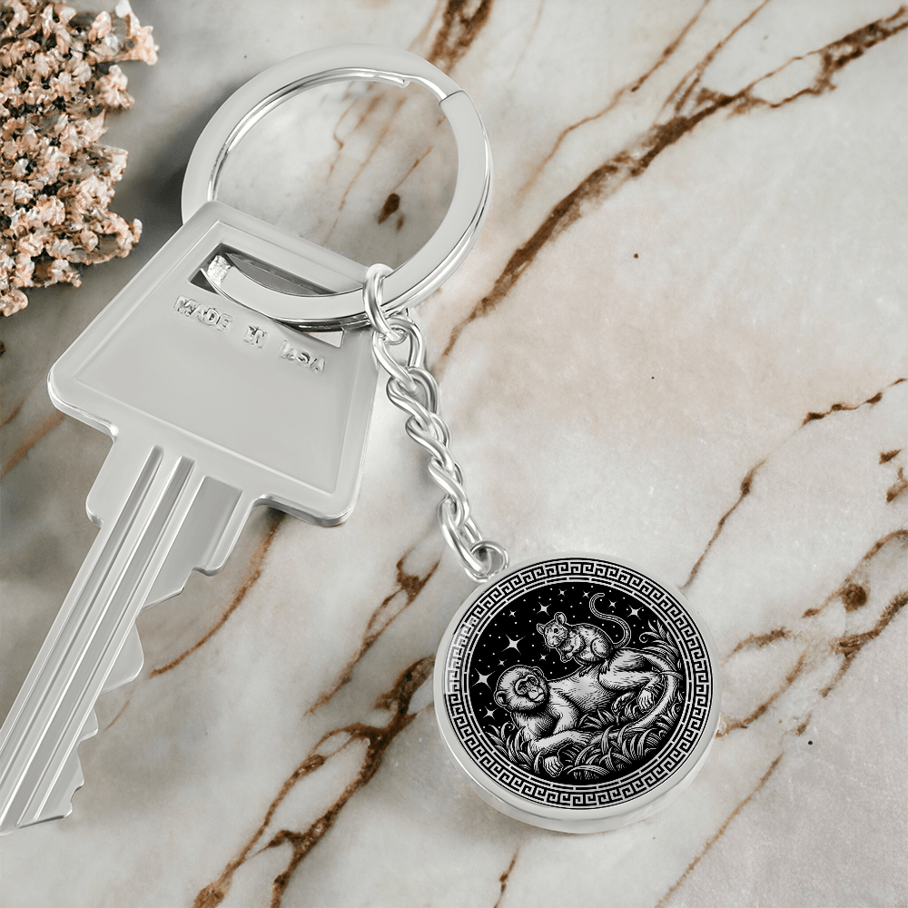 Monkey & Rat Keychain - Couples Chinese Zodiac Animal Pendant Jewelry