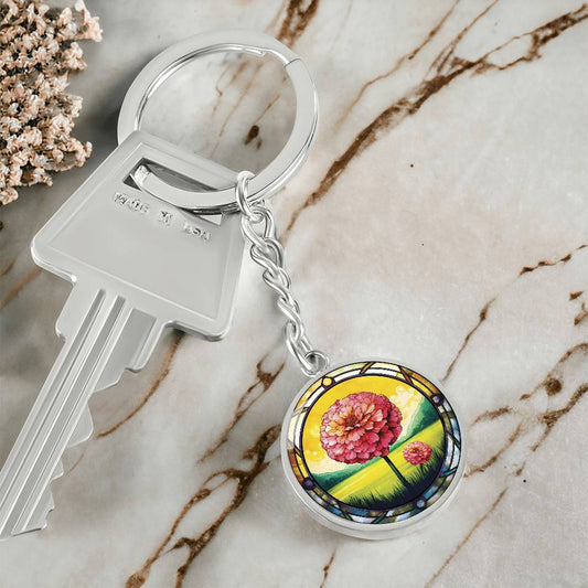 Pink Marigold Keychain