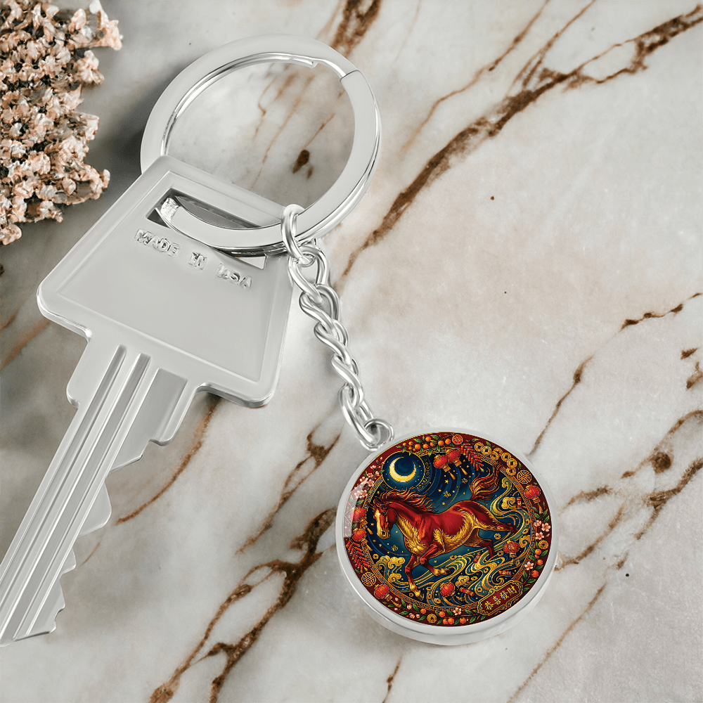 Year of The Horse Keychain - Chinese Zodiac Animal Charm Pendant Jewelry