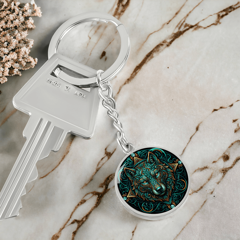 Celtic Wolf Keychain - Symbolizing Guardianship and Protection